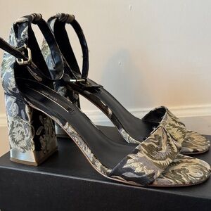 Kensie Multicolor Floral Block Heel Sandals